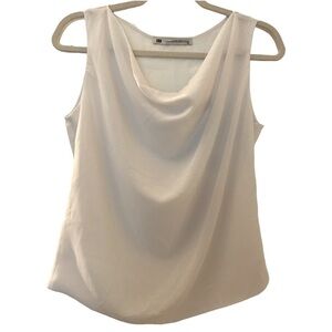 Luigi Bertolli  white sleeveless blouse, size 40. Draped neckline.
